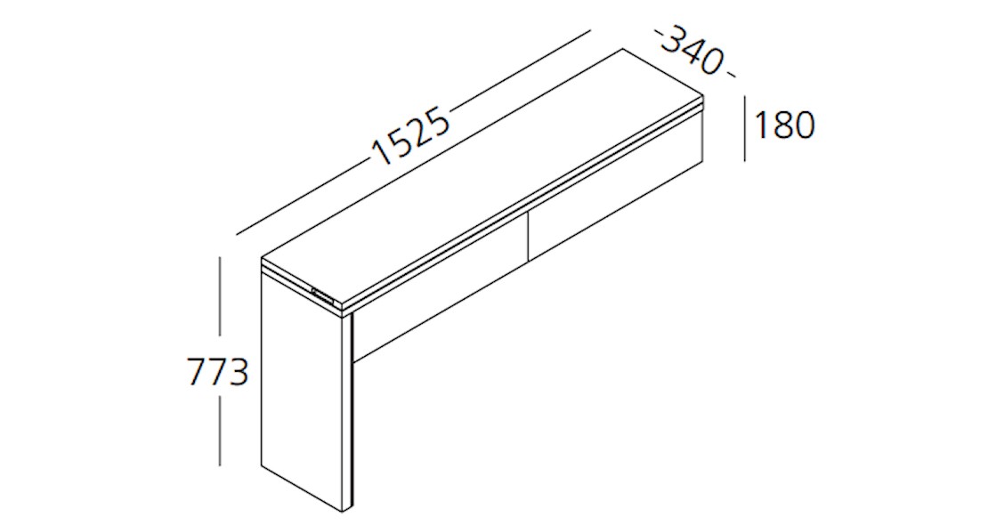 Table murale repliable Giro mélaminé droite avec 2 tiroirs