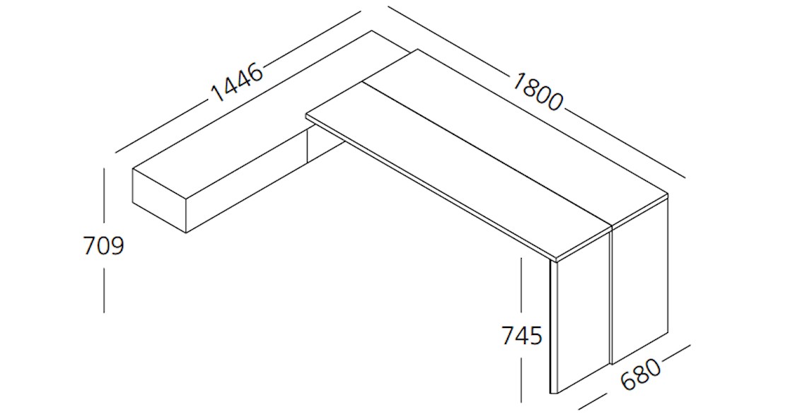 Table murale repliable Giro mélaminé droite avec 2 tiroirs